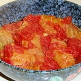干椎茸が隠し味、ロール白菜のトマト煮込み